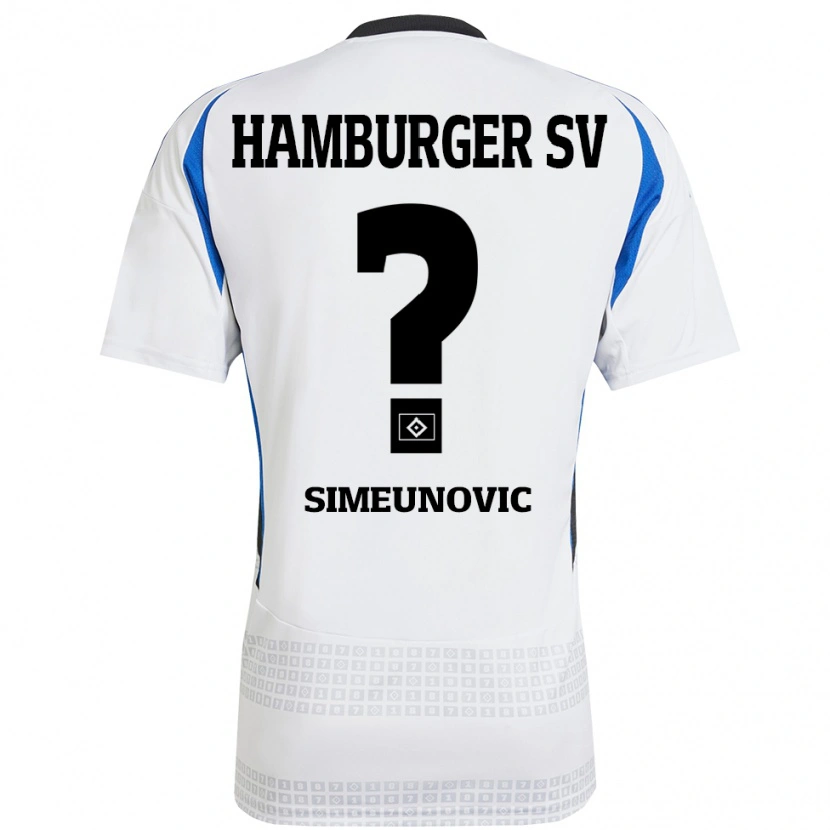 Danxen Kinder Denis Simeunovic #0 Weiß Blau Heimtrikot Trikot 2024/25 T-Shirt