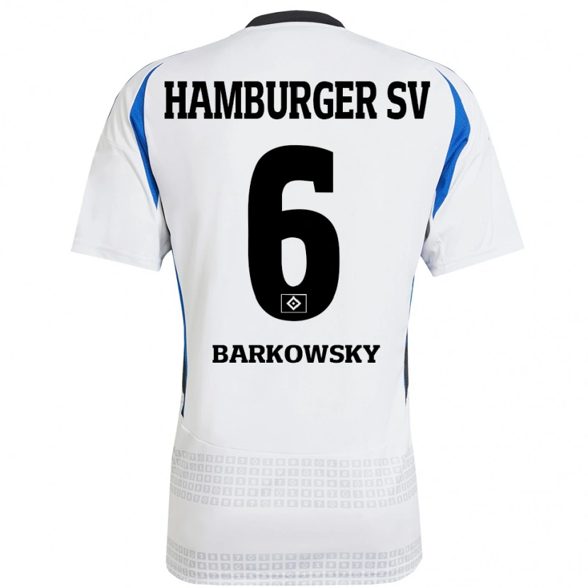 Danxen Kinder Finn Barkowsky #6 Weiß Blau Heimtrikot Trikot 2024/25 T-Shirt