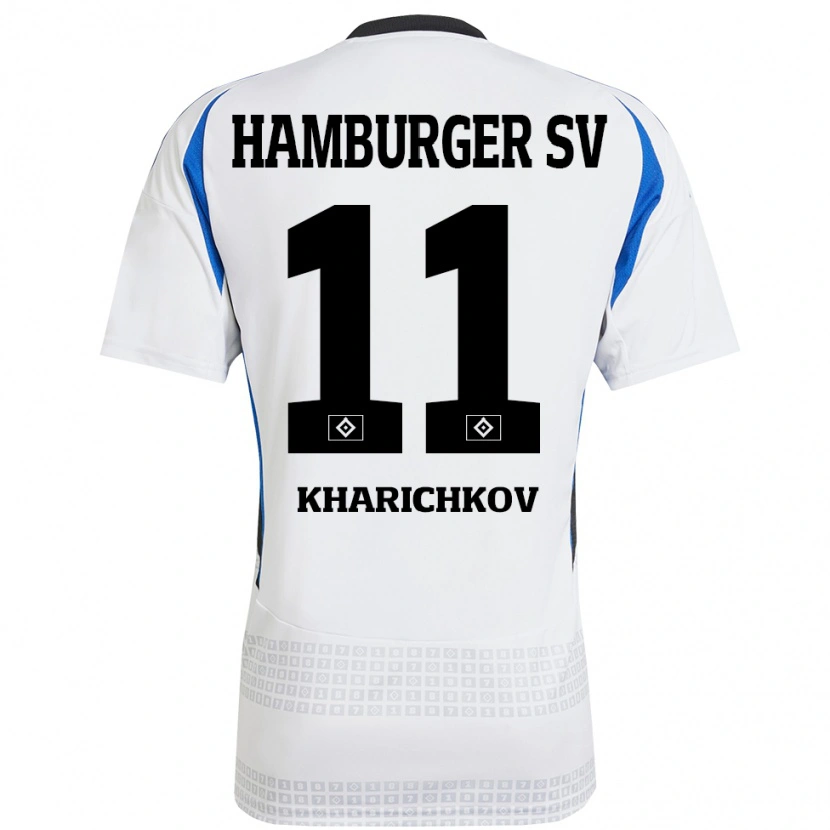 Danxen Kinder Valentyn Kharichkov #11 Weiß Blau Heimtrikot Trikot 2024/25 T-Shirt