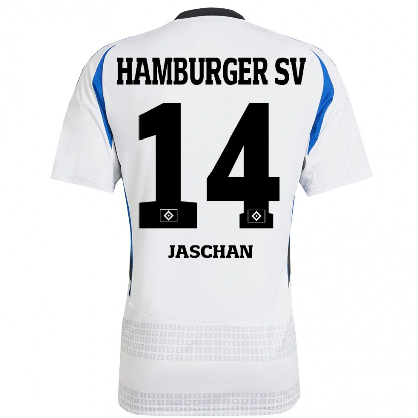 Danxen Kinder Endrik Jaschan #14 Weiß Blau Heimtrikot Trikot 2024/25 T-Shirt