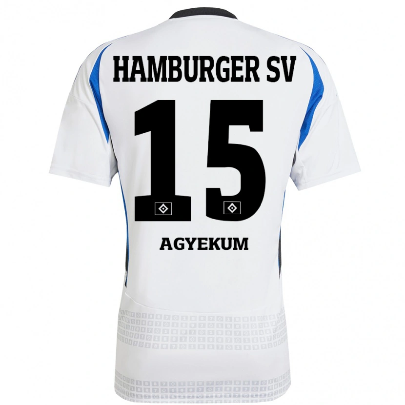 Danxen Kinder Joel Agyekum #15 Weiß Blau Heimtrikot Trikot 2024/25 T-Shirt