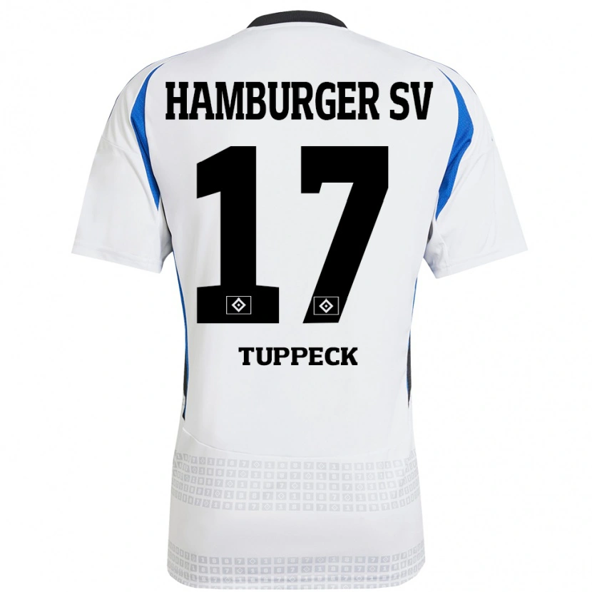 Danxen Kinder Niklas Tuppeck #17 Weiß Blau Heimtrikot Trikot 2024/25 T-Shirt