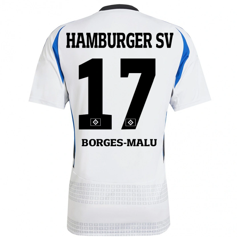 Danxen Kinder Louis Borges-Malu #17 Weiß Blau Heimtrikot Trikot 2024/25 T-Shirt