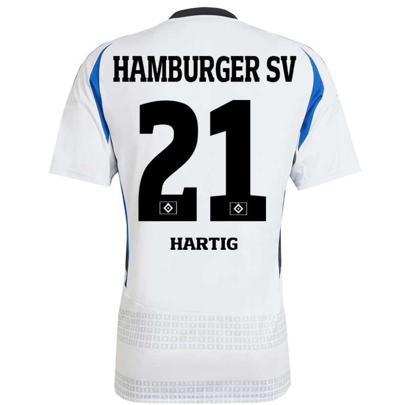 Danxen Kinder Jonas-Finn Hartig #21 Weiß Blau Heimtrikot Trikot 2024/25 T-Shirt