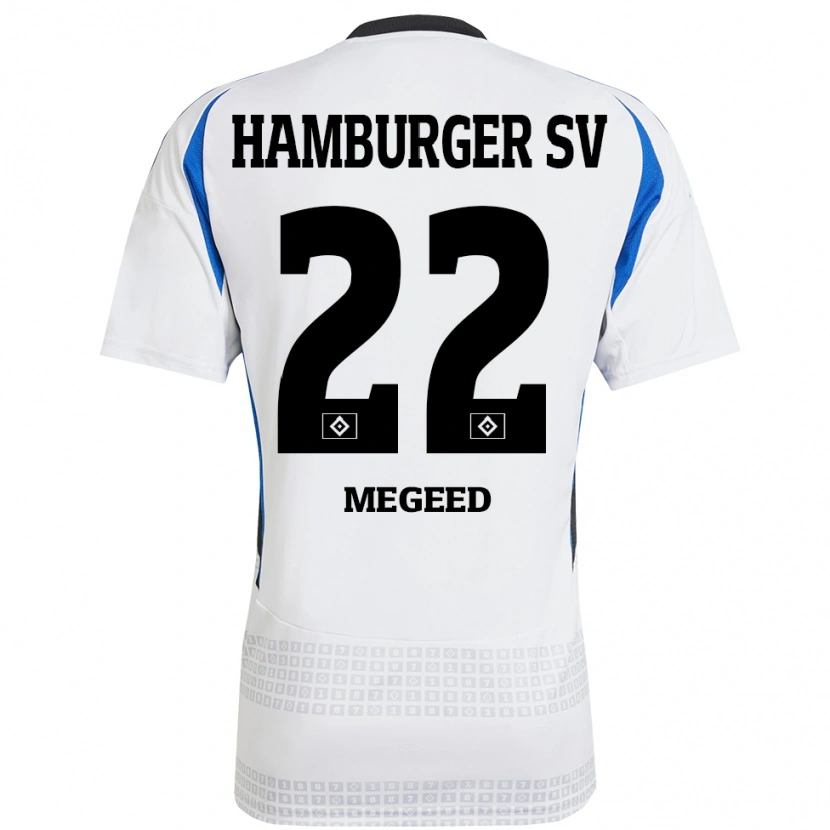 Danxen Kinder Omar Megeed #22 Weiß Blau Heimtrikot Trikot 2024/25 T-Shirt