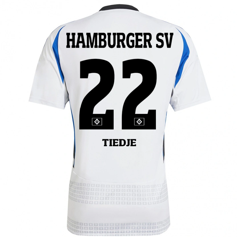 Danxen Kinder Patrick Tiedje #22 Weiß Blau Heimtrikot Trikot 2024/25 T-Shirt