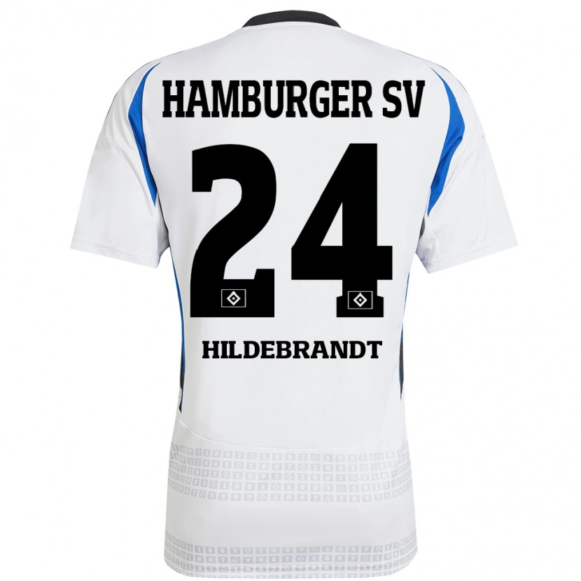 Danxen Kinder Tjark Hildebrandt #24 Weiß Blau Heimtrikot Trikot 2024/25 T-Shirt