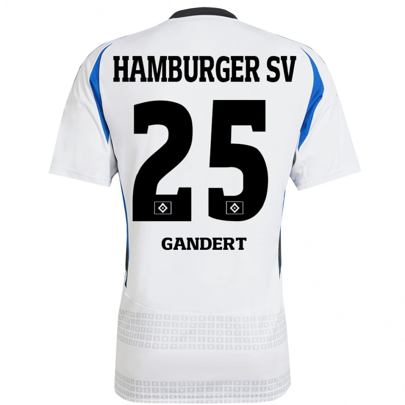 Danxen Kinder Jeremy Gandert #25 Weiß Blau Heimtrikot Trikot 2024/25 T-Shirt