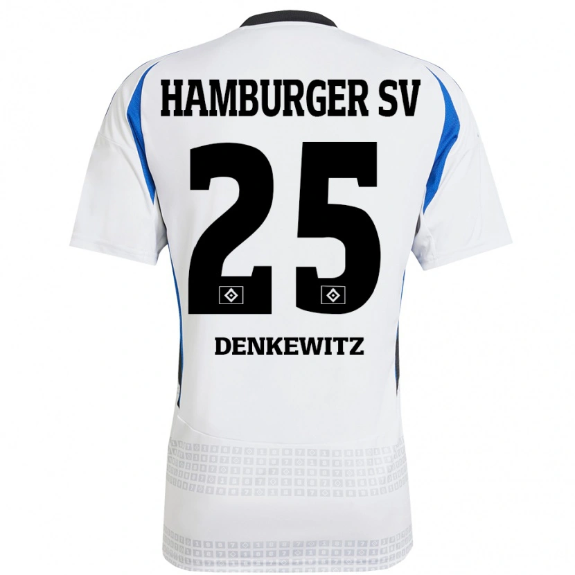 Danxen Kinder Nick Denkewitz #25 Weiß Blau Heimtrikot Trikot 2024/25 T-Shirt