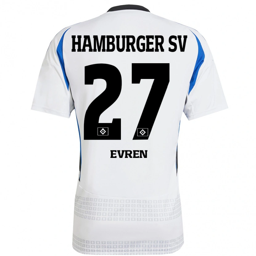 Danxen Kinder Batuhan Evren #27 Weiß Blau Heimtrikot Trikot 2024/25 T-Shirt