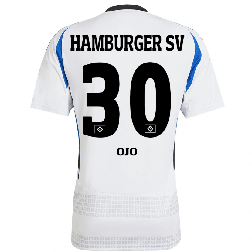 Danxen Kinder Kelvin Ojo #30 Weiß Blau Heimtrikot Trikot 2024/25 T-Shirt