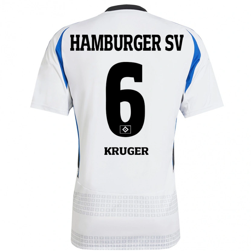 Danxen Kinder Artur Krüger #6 Weiß Blau Heimtrikot Trikot 2024/25 T-Shirt