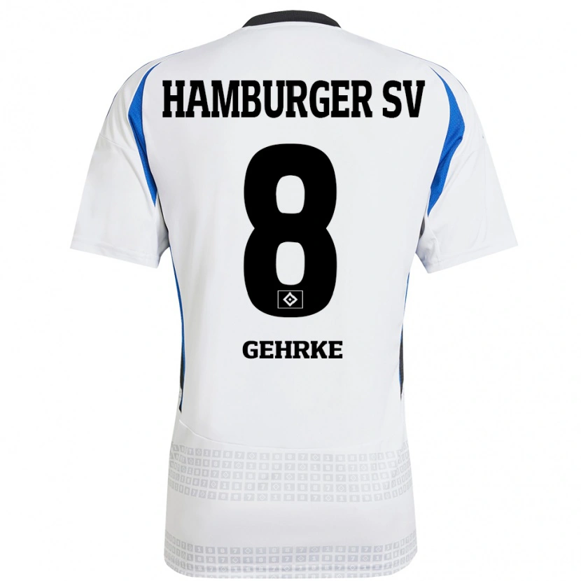 Danxen Kinder Stefan Gehrke #8 Weiß Blau Heimtrikot Trikot 2024/25 T-Shirt