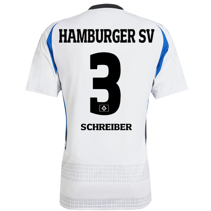 Danxen Kinder David Schreiber #3 Weiß Blau Heimtrikot Trikot 2024/25 T-Shirt