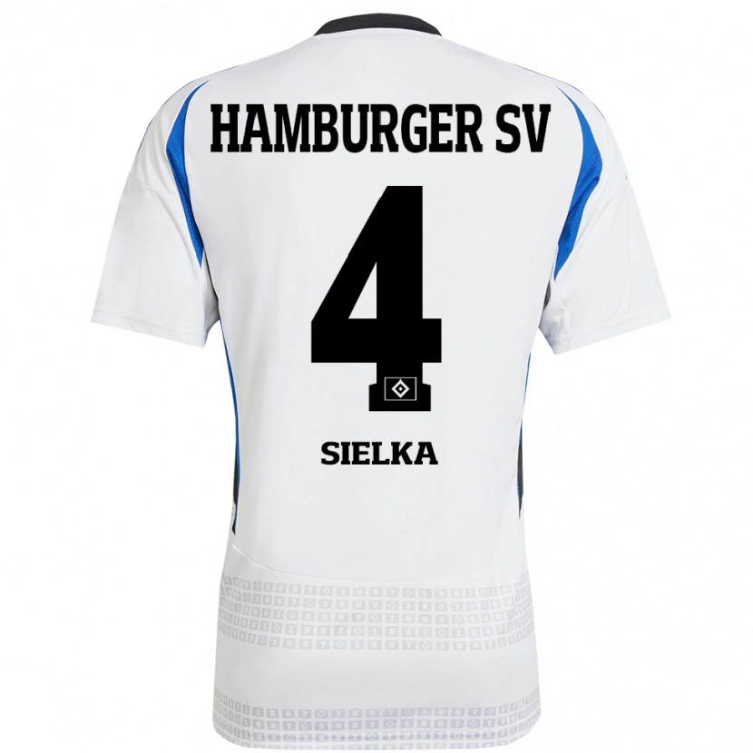 Danxen Kinder Michelle Sielka #4 Weiß Blau Heimtrikot Trikot 2024/25 T-Shirt