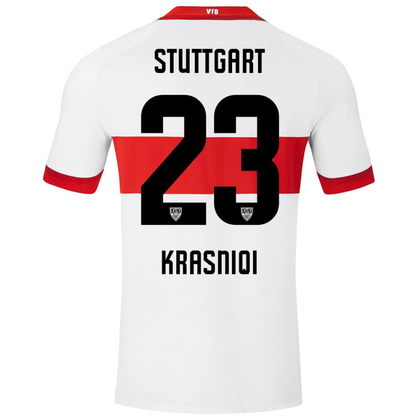 Danxen Kinder Elton Krasniqi #23 Weiß Rot Heimtrikot Trikot 2024/25 T-Shirt