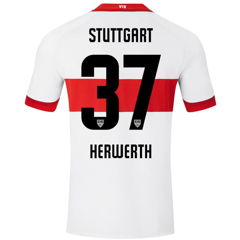 Danxen Kinder Maximilian Herwerth #37 Weiß Rot Heimtrikot Trikot 2024/25 T-Shirt