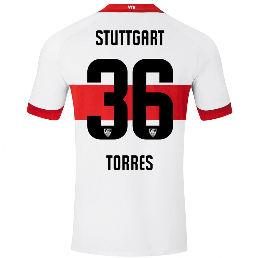 Danxen Kinder Yohann Torres #36 Weiß Rot Heimtrikot Trikot 2024/25 T-Shirt