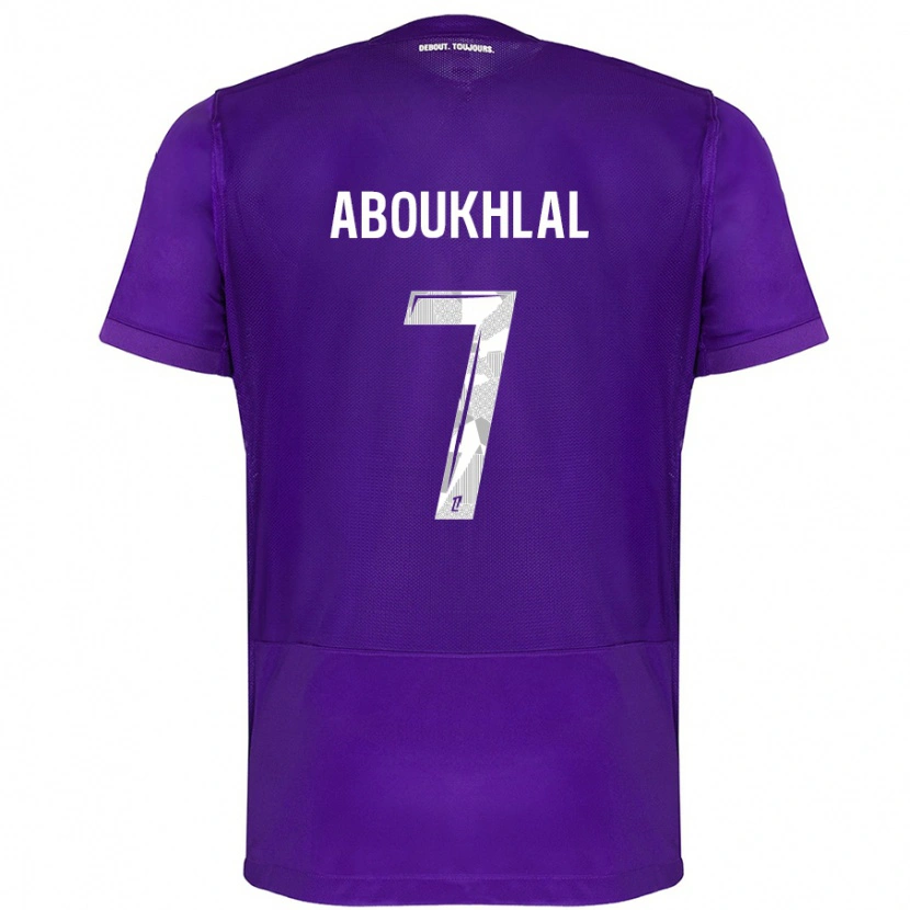 Danxen Kinder Zakaria Aboukhlal #7 Violett Weiß Heimtrikot Trikot 2024/25 T-Shirt