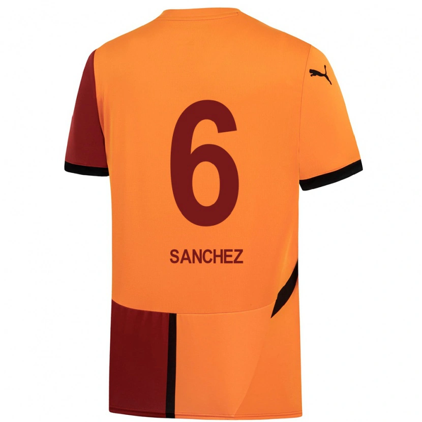 Danxen Kinder Davinson Sánchez #6 Gelb Rot Heimtrikot Trikot 2024/25 T-Shirt