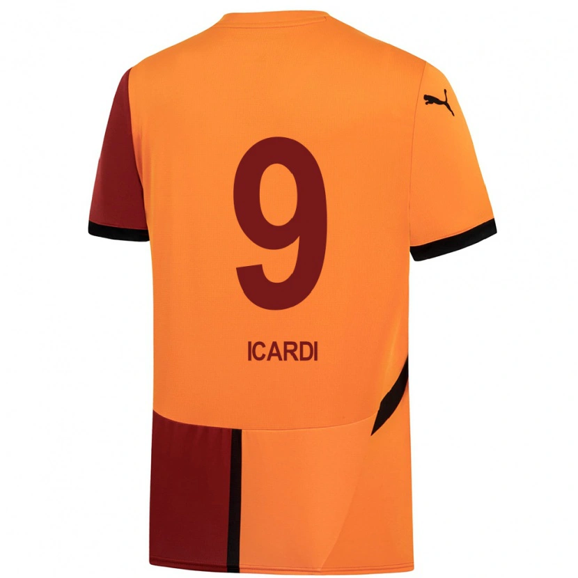 Danxen Kinder Mauro Icardi #9 Gelb Rot Heimtrikot Trikot 2024/25 T-Shirt