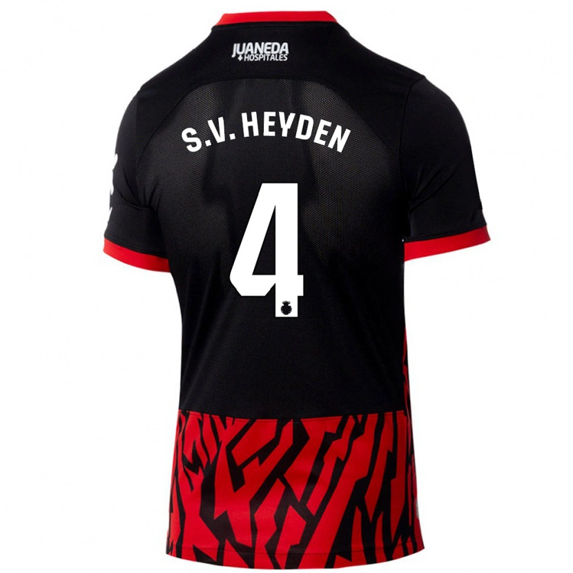 Danxen Kinder Siebe Van Der Heyden #4 Schwarz Rot Heimtrikot Trikot 2024/25 T-Shirt