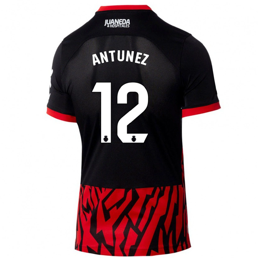 Danxen Kinder Yahir Antúnez #12 Schwarz Rot Heimtrikot Trikot 2024/25 T-Shirt