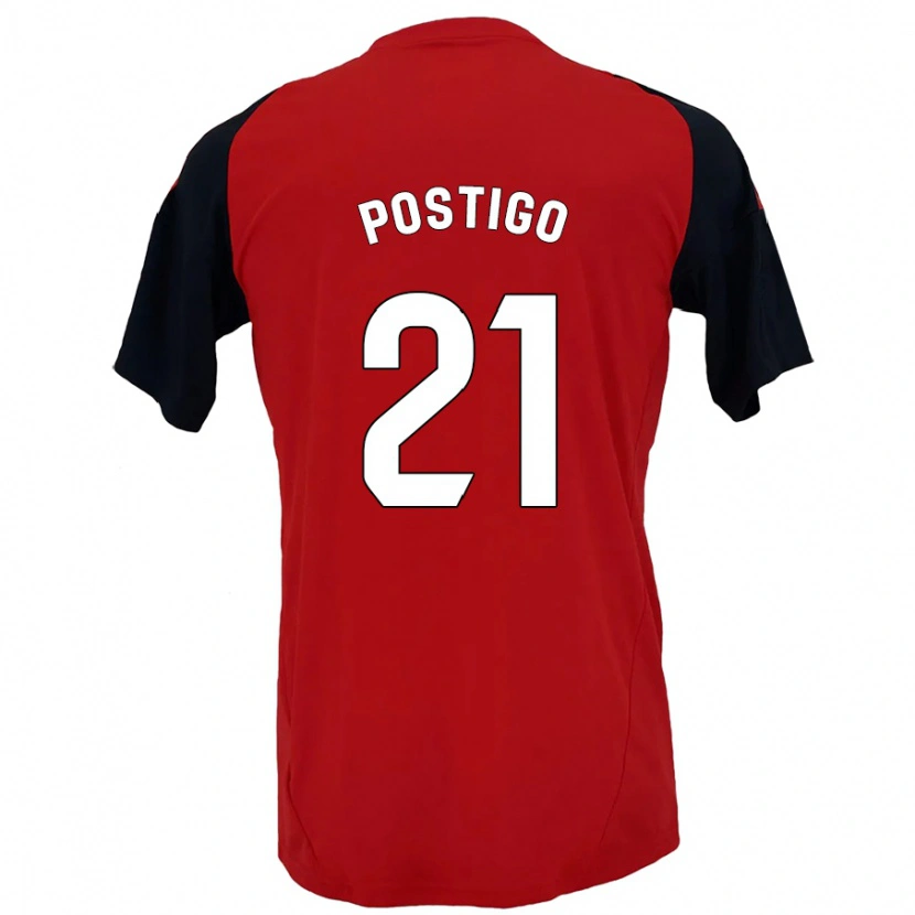 Danxen Kinder Sergio Postigo #21 Rot Schwarz Heimtrikot Trikot 2024/25 T-Shirt