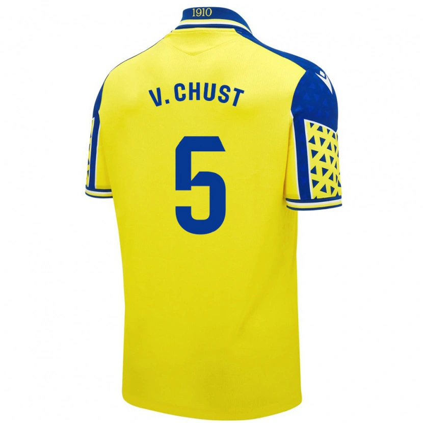 Danxen Kinder Víctor Chust #5 Gelb Blau Heimtrikot Trikot 2024/25 T-Shirt