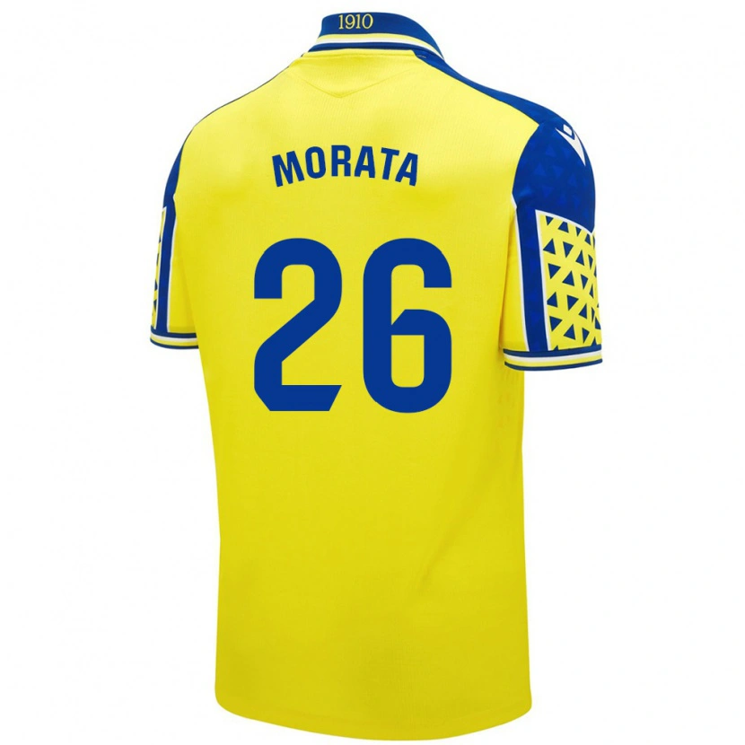 Danxen Kinder Álex Morata #26 Gelb Blau Heimtrikot Trikot 2024/25 T-Shirt