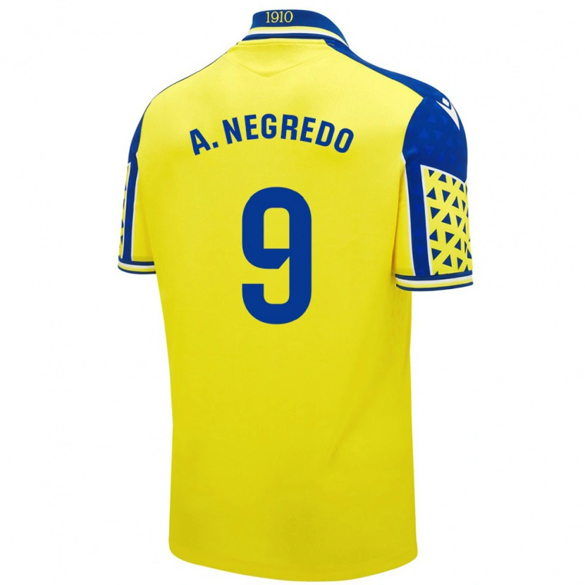 Danxen Kinder Álvaro Negredo #9 Gelb Blau Heimtrikot Trikot 2024/25 T-Shirt