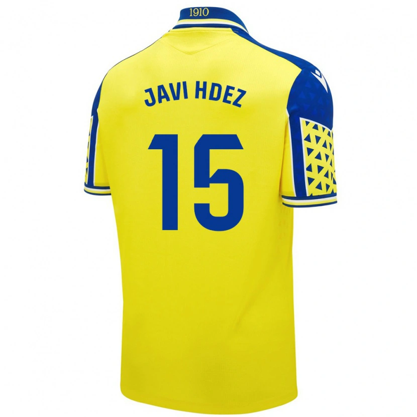 Danxen Kinder Javi Hernández #15 Gelb Blau Heimtrikot Trikot 2024/25 T-Shirt