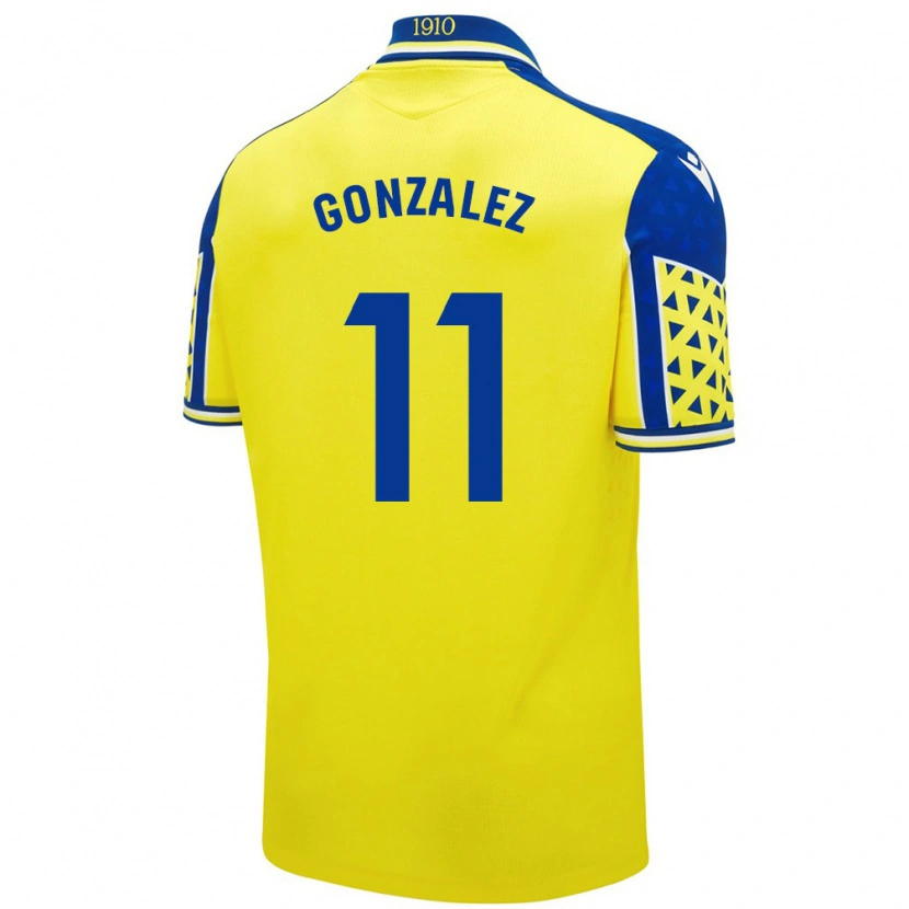 Danxen Kinder Chus González #11 Gelb Blau Heimtrikot Trikot 2024/25 T-Shirt