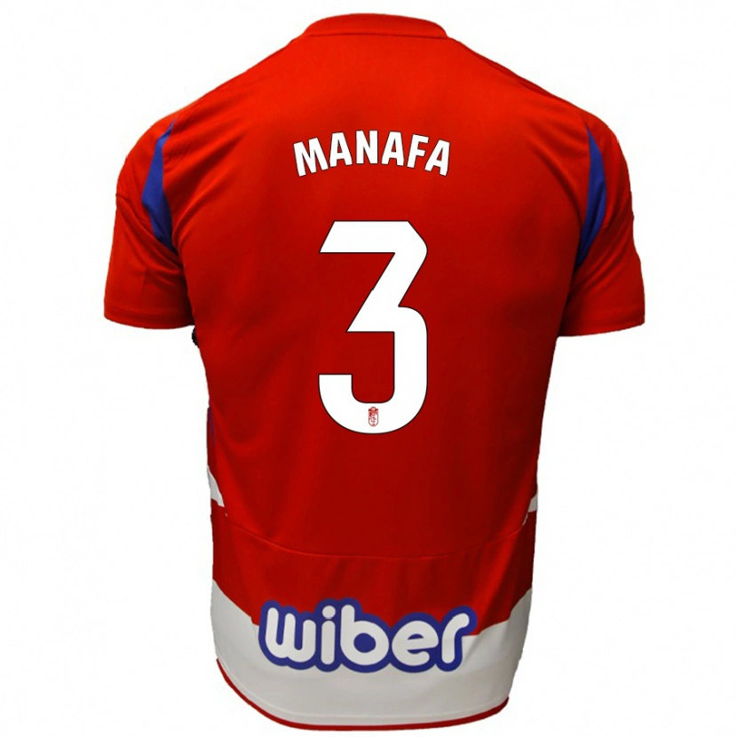 Danxen Kinder Wilson Manafá #3 Rot Weiß Blau Heimtrikot Trikot 2024/25 T-Shirt