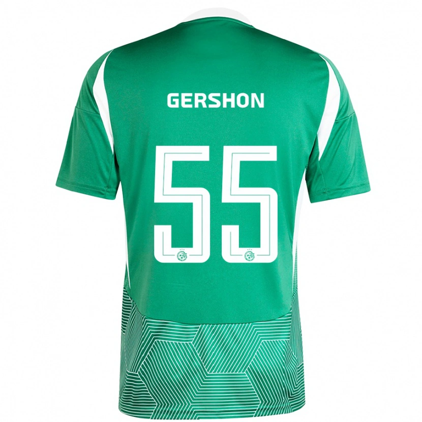 Danxen Kinder Rami Gershon #55 Grün Weiß Heimtrikot Trikot 2024/25 T-Shirt