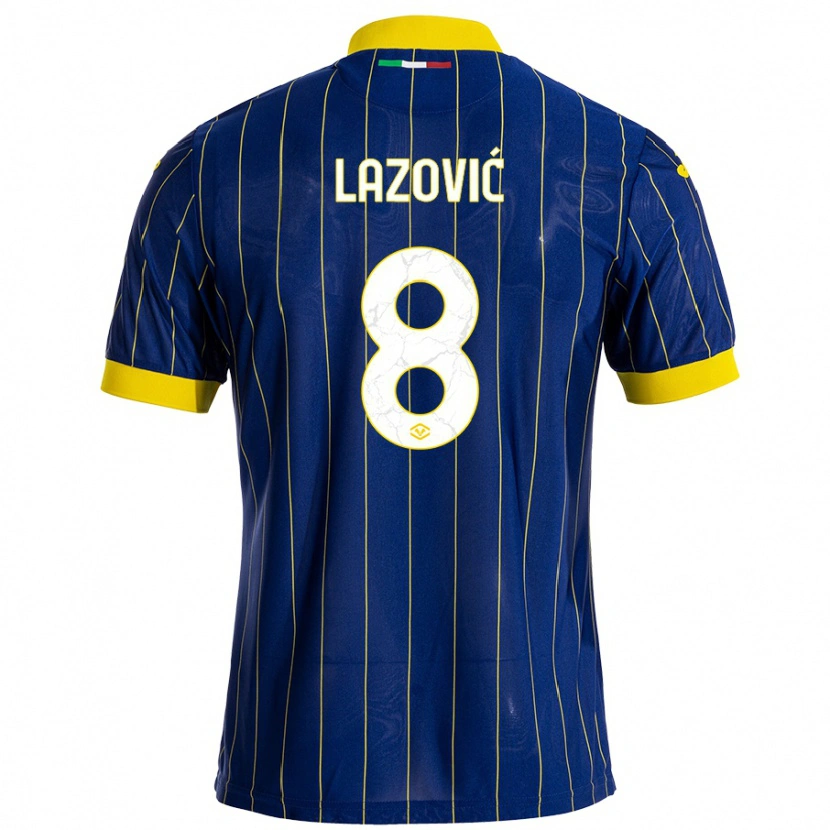 Danxen Kinder Darko Lazović #8 Blau Gelb Heimtrikot Trikot 2024/25 T-Shirt