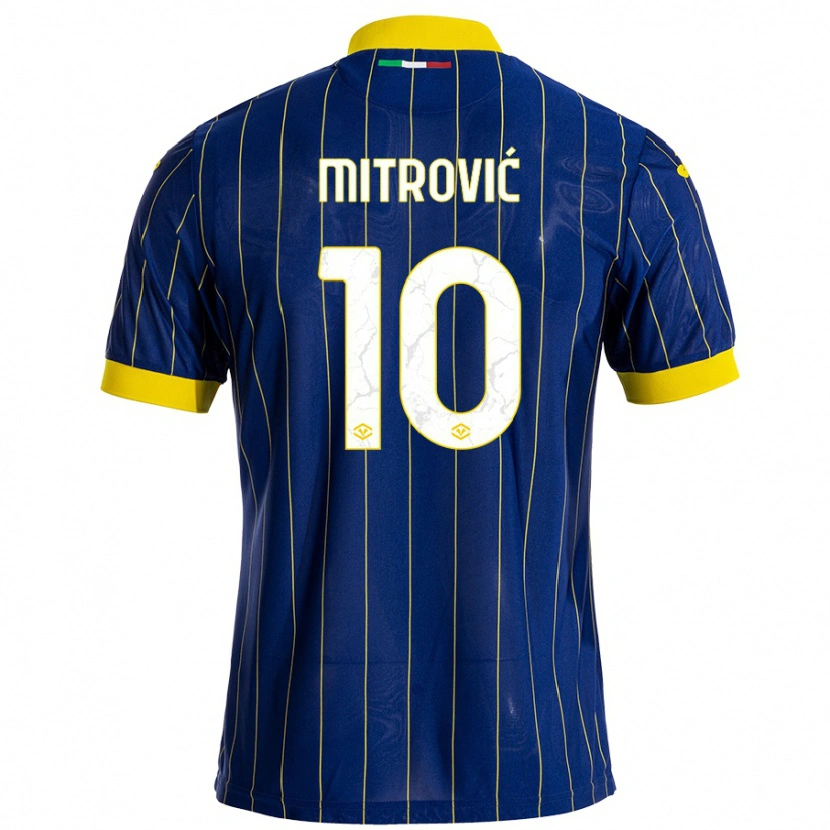 Danxen Kinder Stefan Mitrović #10 Blau Gelb Heimtrikot Trikot 2024/25 T-Shirt