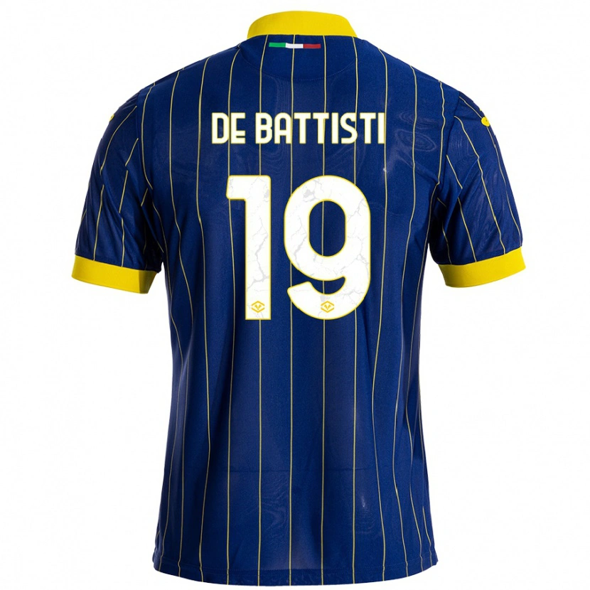 Danxen Kinder Davide De Battisti #19 Blau Gelb Heimtrikot Trikot 2024/25 T-Shirt