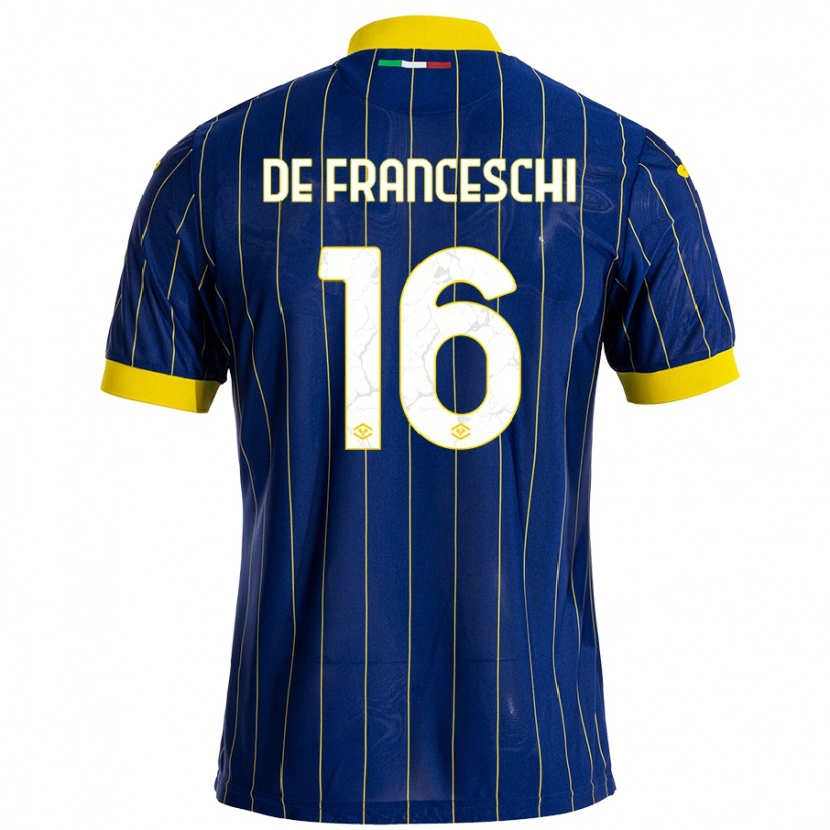 Danxen Kinder Edoardo De Franceschi #16 Blau Gelb Heimtrikot Trikot 2024/25 T-Shirt