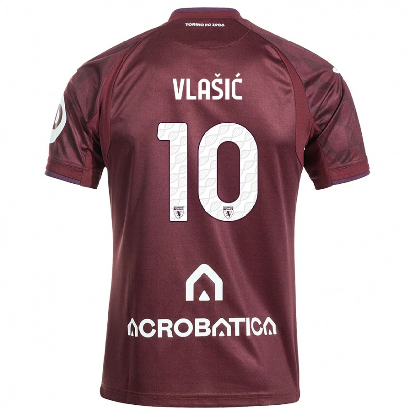 Danxen Kinder Nikola Vlašić #10 Kastanienbraun Weiß Heimtrikot Trikot 2024/25 T-Shirt