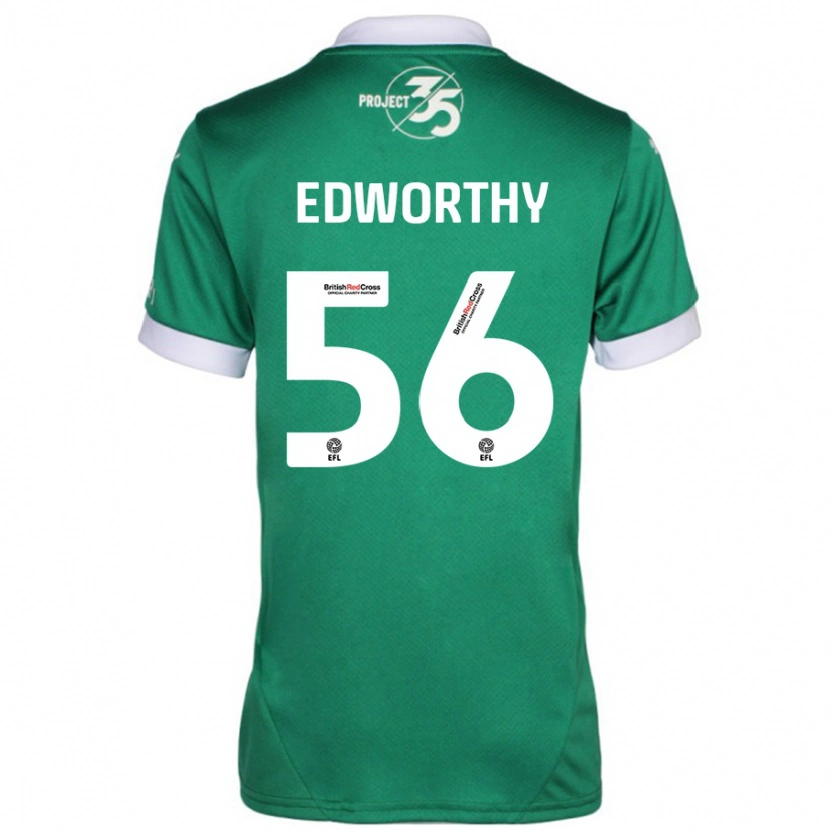 Danxen Kinder Kieran Edworthy #56 Grün Weiß Heimtrikot Trikot 2024/25 T-Shirt