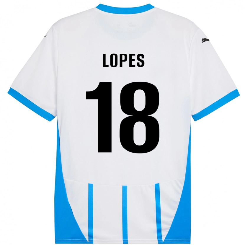 Danxen Kinder Emerick Lopes #18 Weiß Blau Auswärtstrikot Trikot 2024/25 T-Shirt