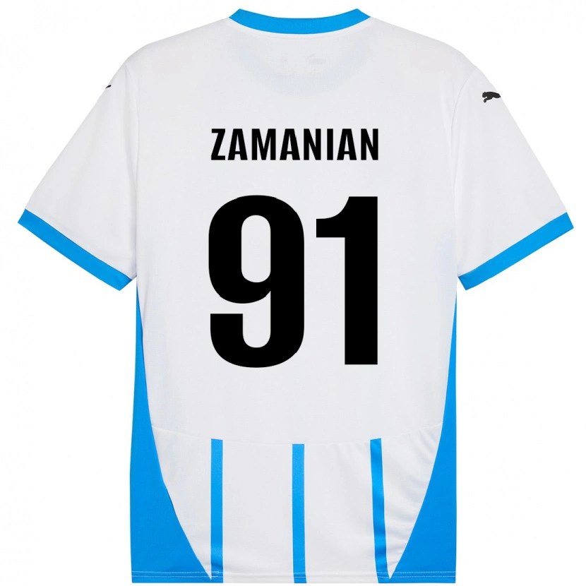 Danxen Kinder Annahita Zamanian #91 Weiß Blau Auswärtstrikot Trikot 2024/25 T-Shirt