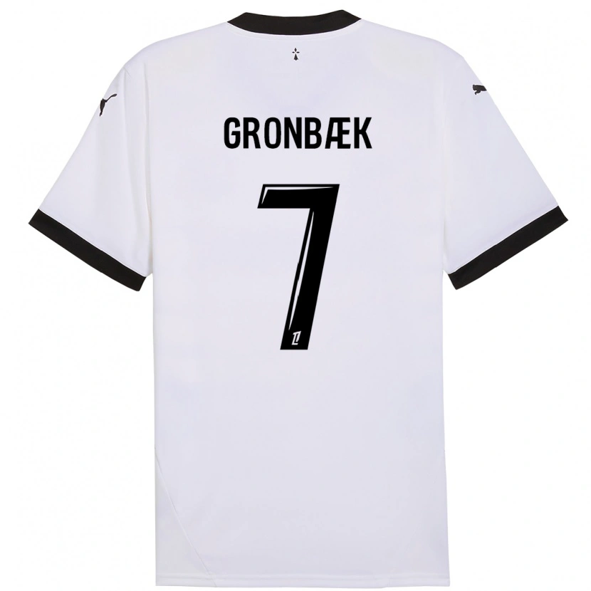 Danxen Kinder Albert Grønbaek #7 Weiß Schwarz Auswärtstrikot Trikot 2024/25 T-Shirt