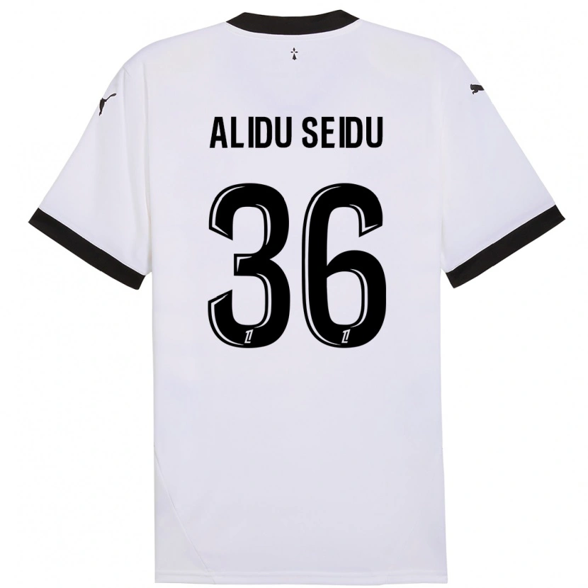 Danxen Kinder Alidu Seidu #36 Weiß Schwarz Auswärtstrikot Trikot 2024/25 T-Shirt