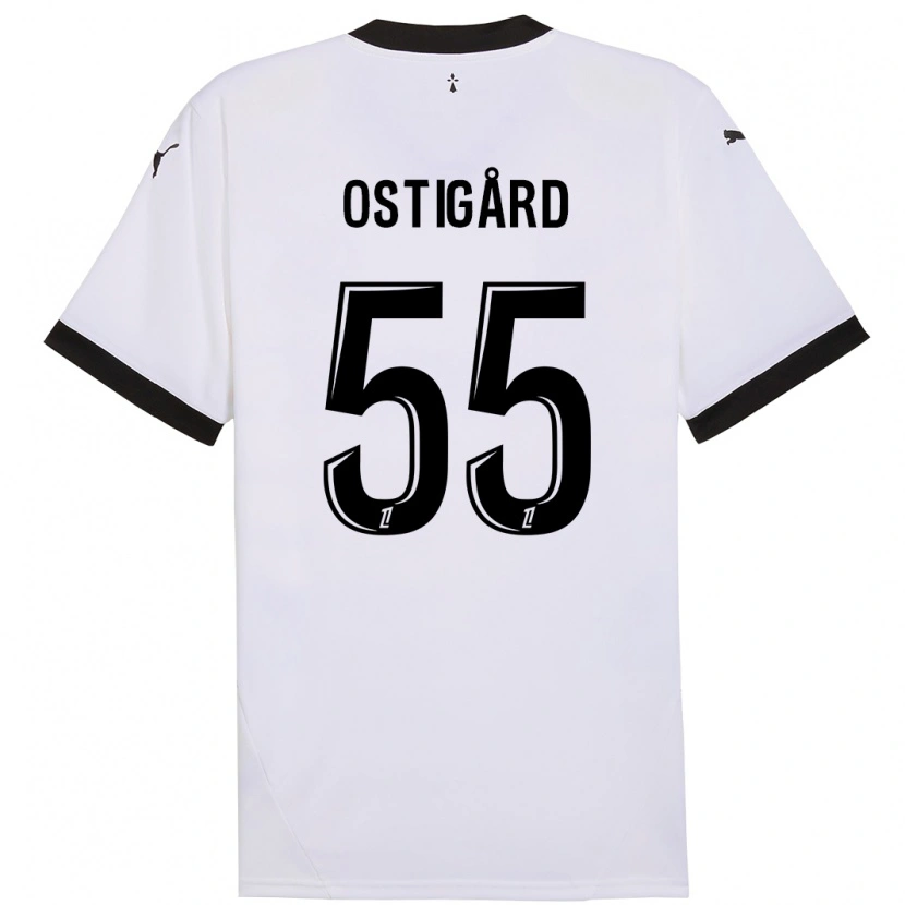 Danxen Kinder Leo Østigård #55 Weiß Schwarz Auswärtstrikot Trikot 2024/25 T-Shirt