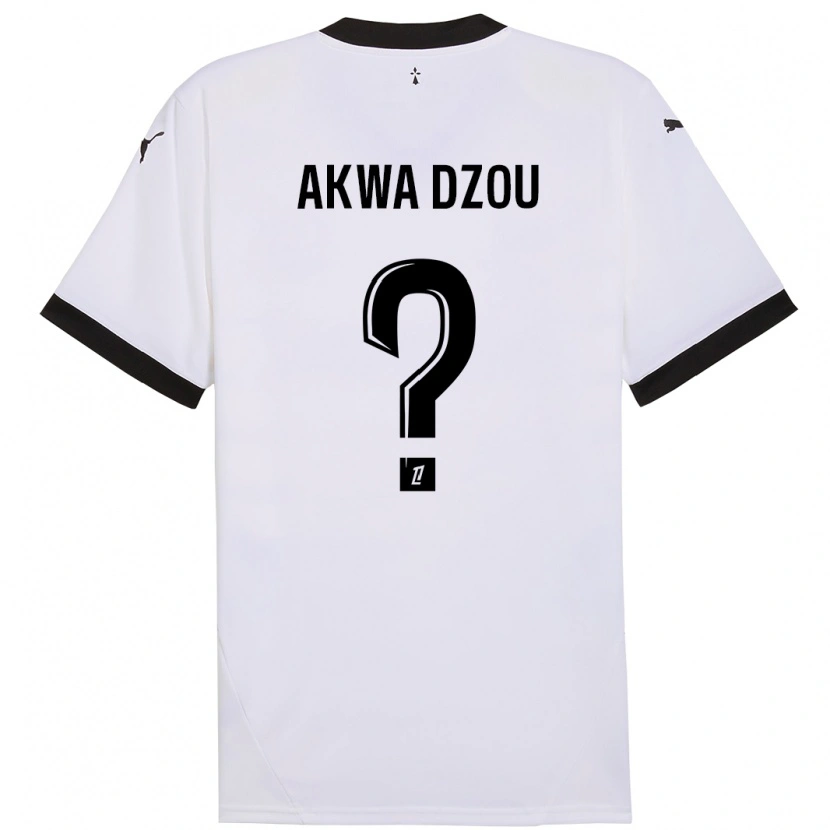 Danxen Kinder Yoan Akwa Dzou #0 Weiß Schwarz Auswärtstrikot Trikot 2024/25 T-Shirt