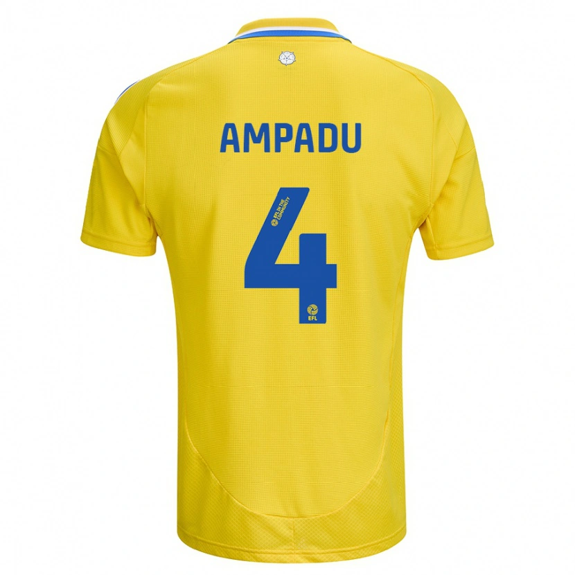 Danxen Kinder Ethan Ampadu #4 Gelb Blau Auswärtstrikot Trikot 2024/25 T-Shirt