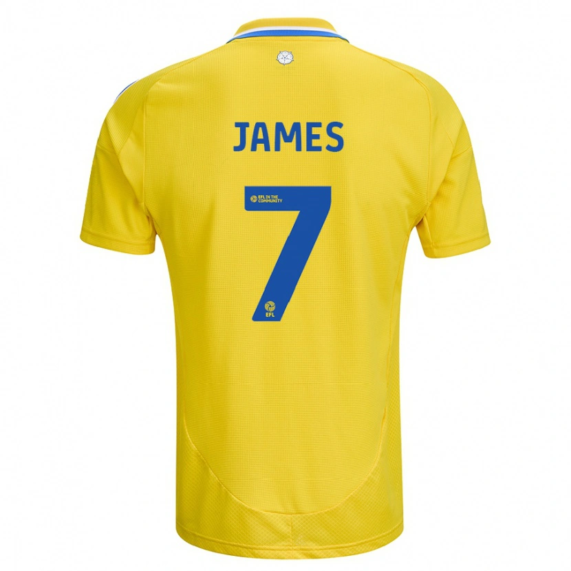 Danxen Kinder Daniel James #7 Gelb Blau Auswärtstrikot Trikot 2024/25 T-Shirt