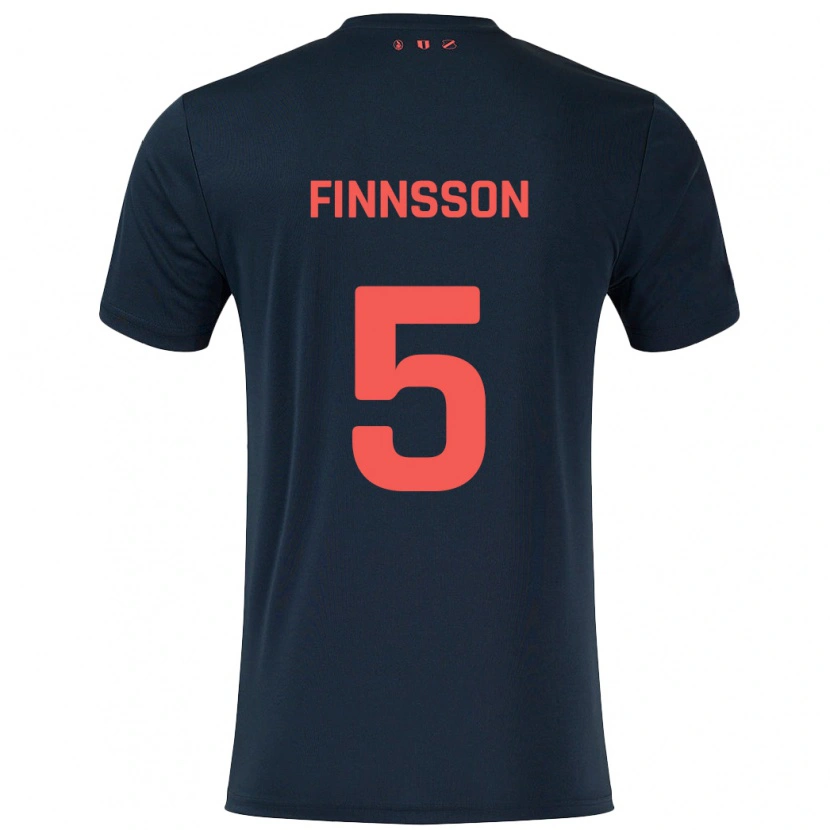 Danxen Kinder Kolbeinn Finnsson #5 Schwarz Rot Auswärtstrikot Trikot 2024/25 T-Shirt